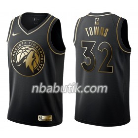 NBA Mænd Trøje Minnesota Timberwolves Karl-Anthony Towns 32 Nike Sort Golden Edition Swingman
